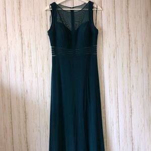 Nightway Turquoise Mesh Slit Dress